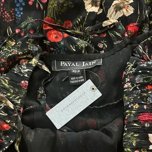 Anthropologie Payal Jain NWT Massima Black Red Floral Maxi Dress **Size XS P**🌺🌺 - Picture 10 of 10